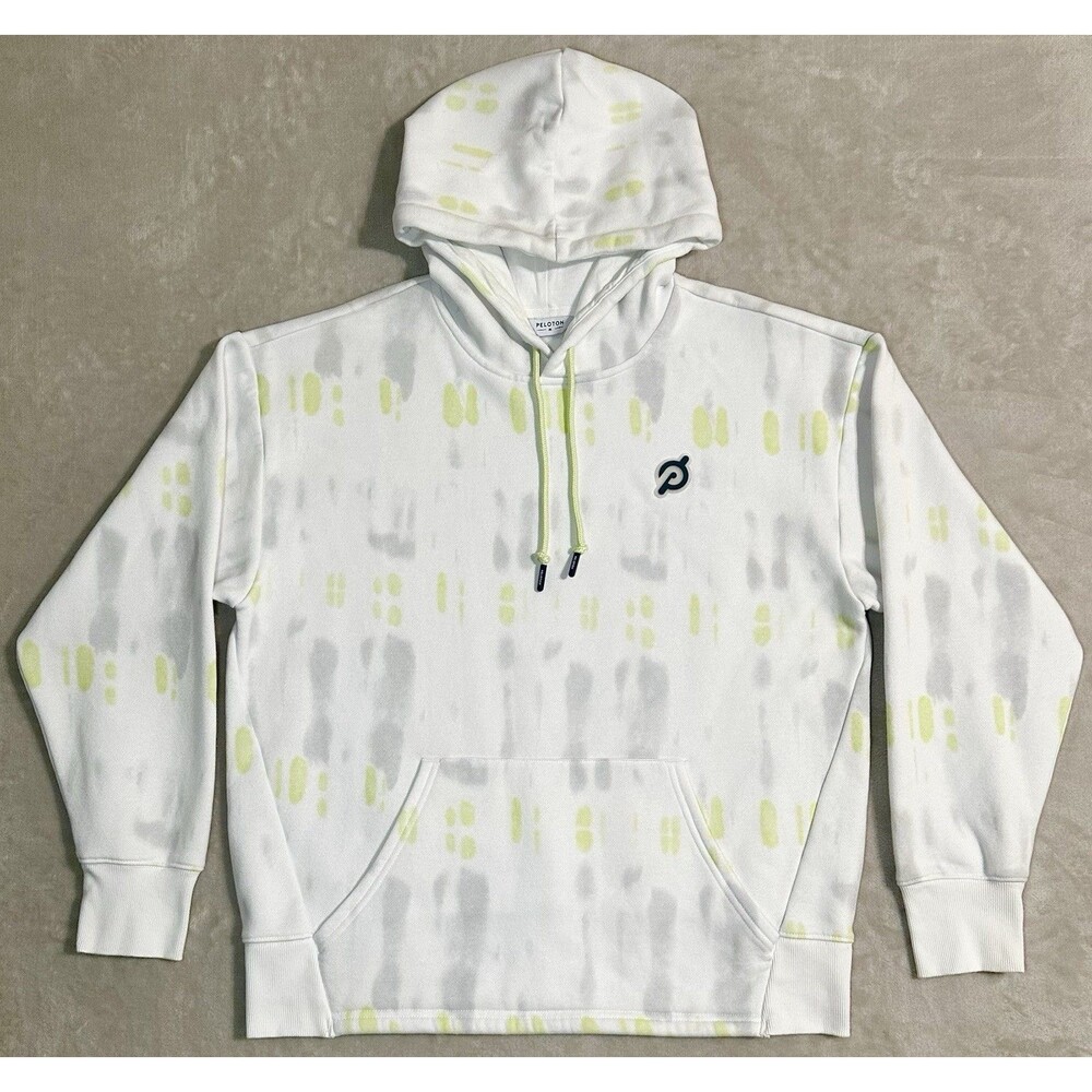 Peloton Women's M White Neon Tie Dye Fleece Pullover Hoodie Be Good To Yourself
